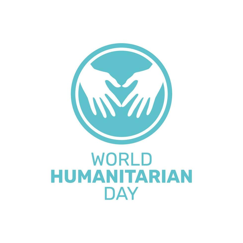 World Humanitarian Day with two hands forming a heart in a flat design vector