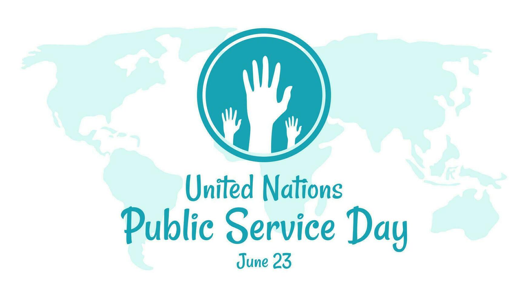 unido naciones público Servicio día con mano icono y mundo mapa antecedentes en plano diseño vector