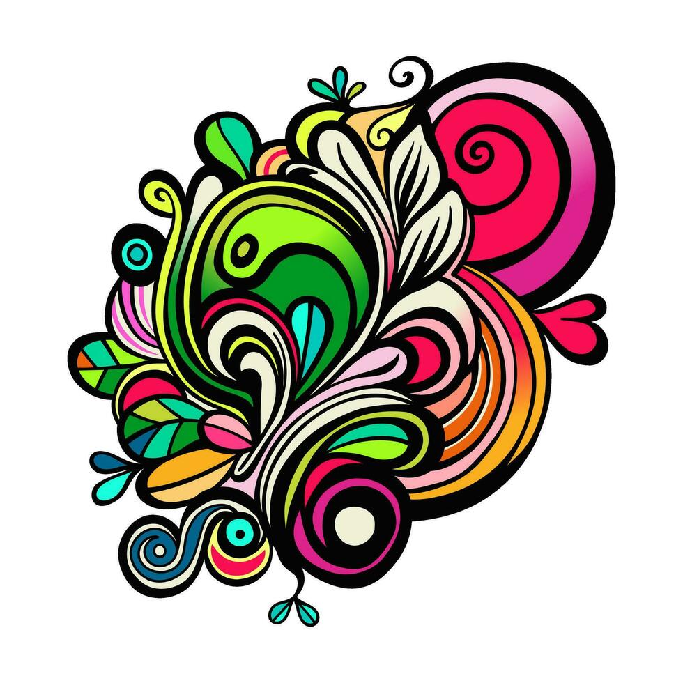 Freehand Retro Doodle Swirl Design Element vector