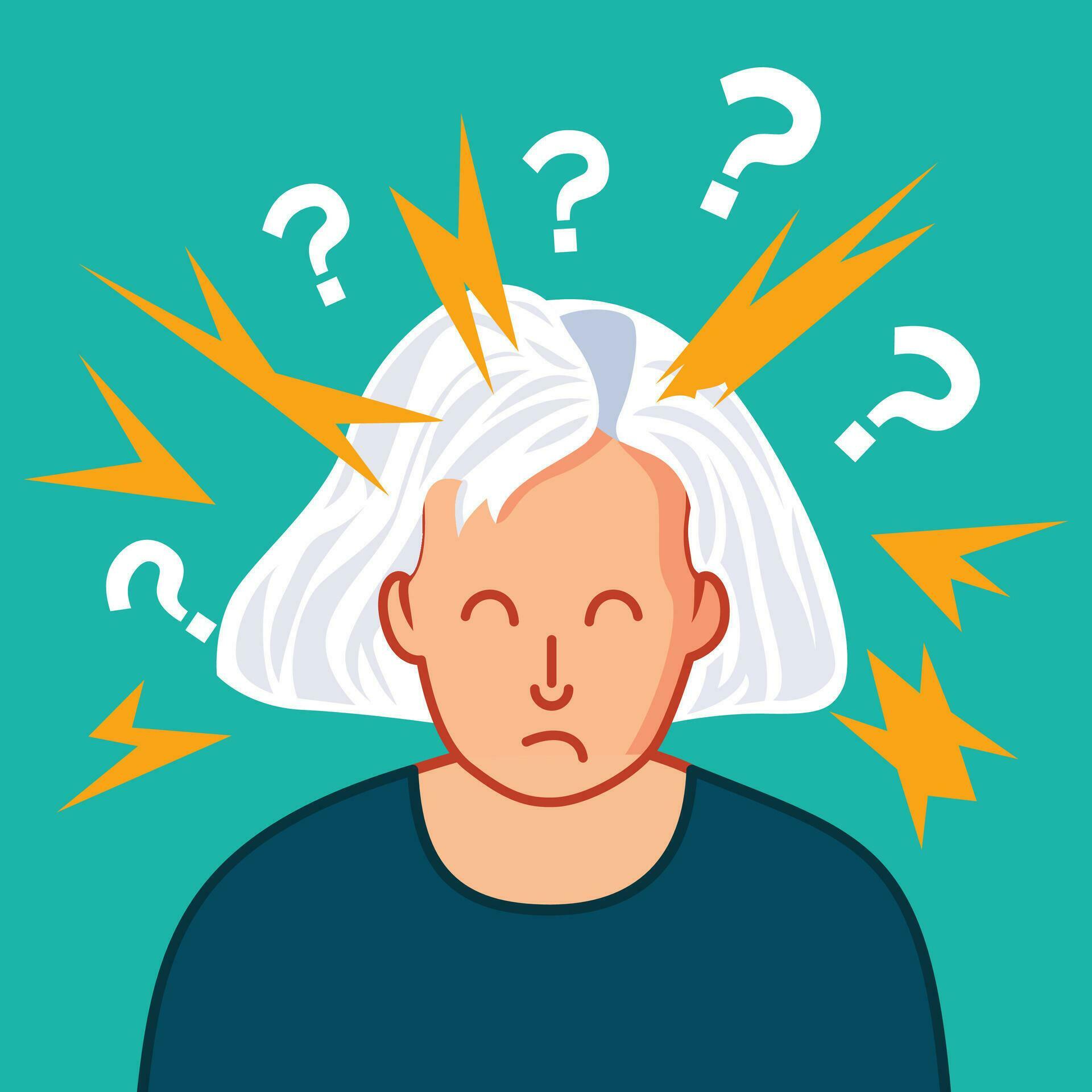 Dementia distress illustration of a sad and confused female patient