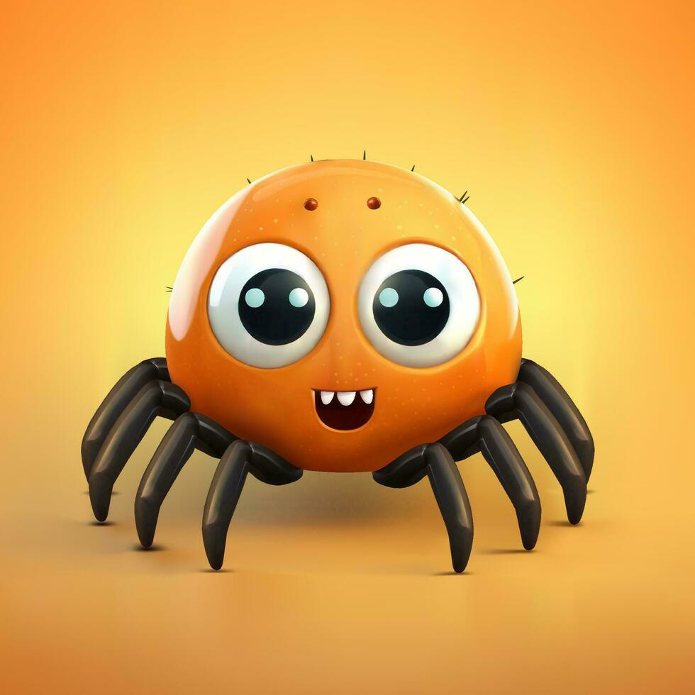 Cute 3D Cartoon Spider. Vector Illustration