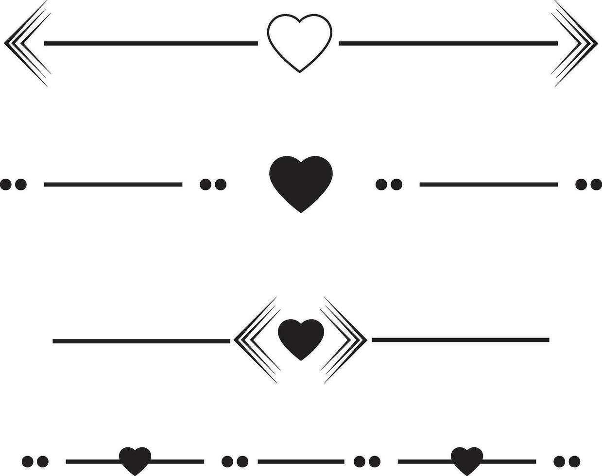 Text dividers paragraph dividers borders frames with heart free vector