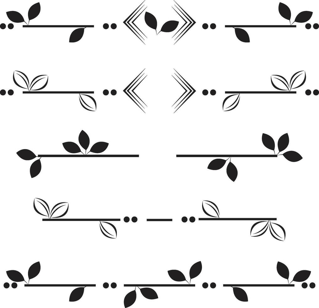 Text dividers paragraph dividers borders frames with leaves vector