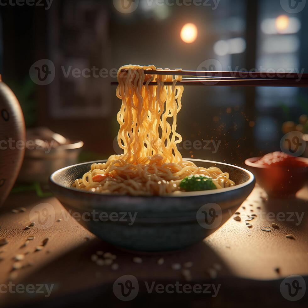 stock photo of a ramen noodle Cinematic Editorial food photography