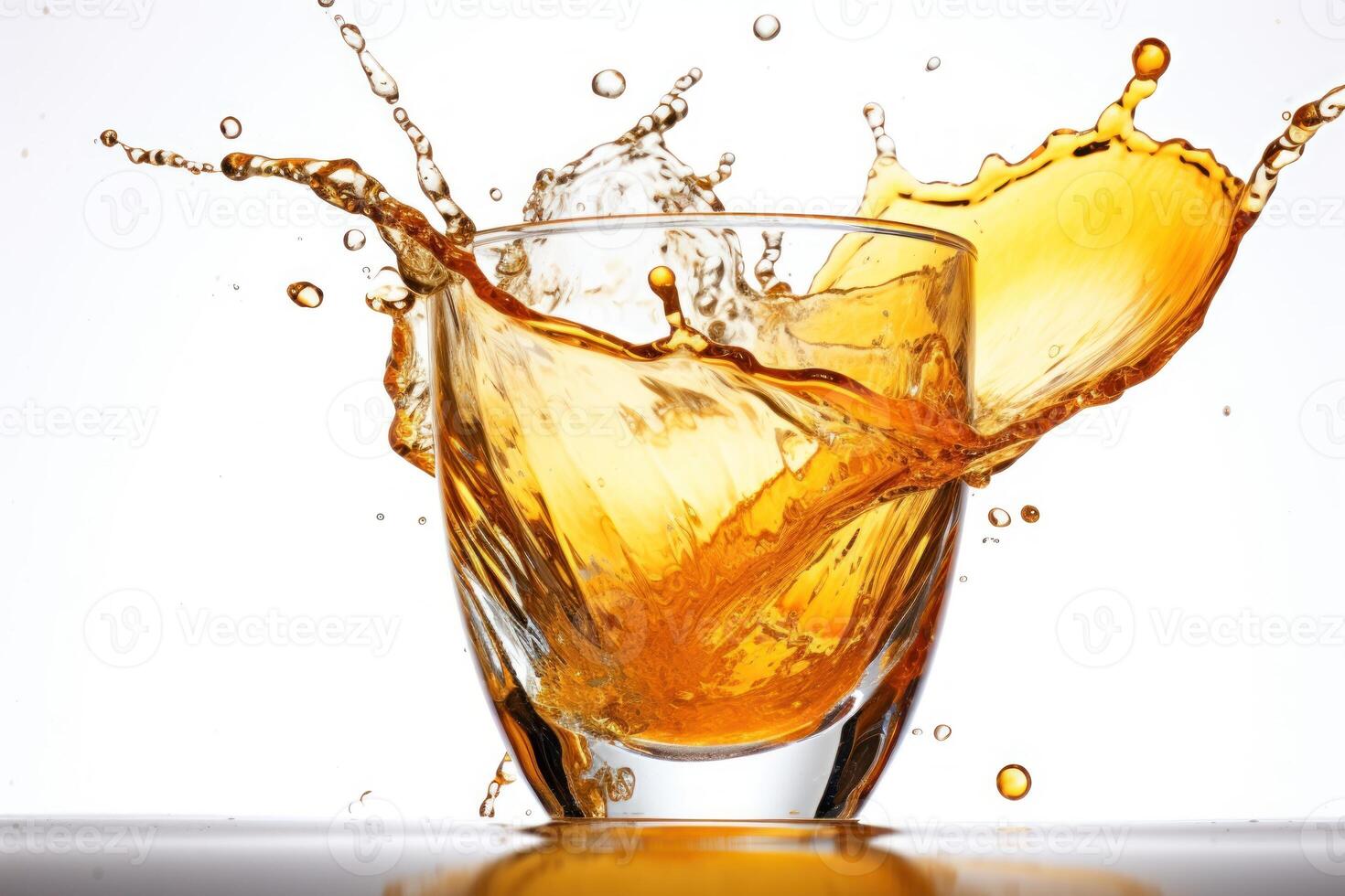 stock photo of glass of orange juice with ice cube splash Editorial food photography