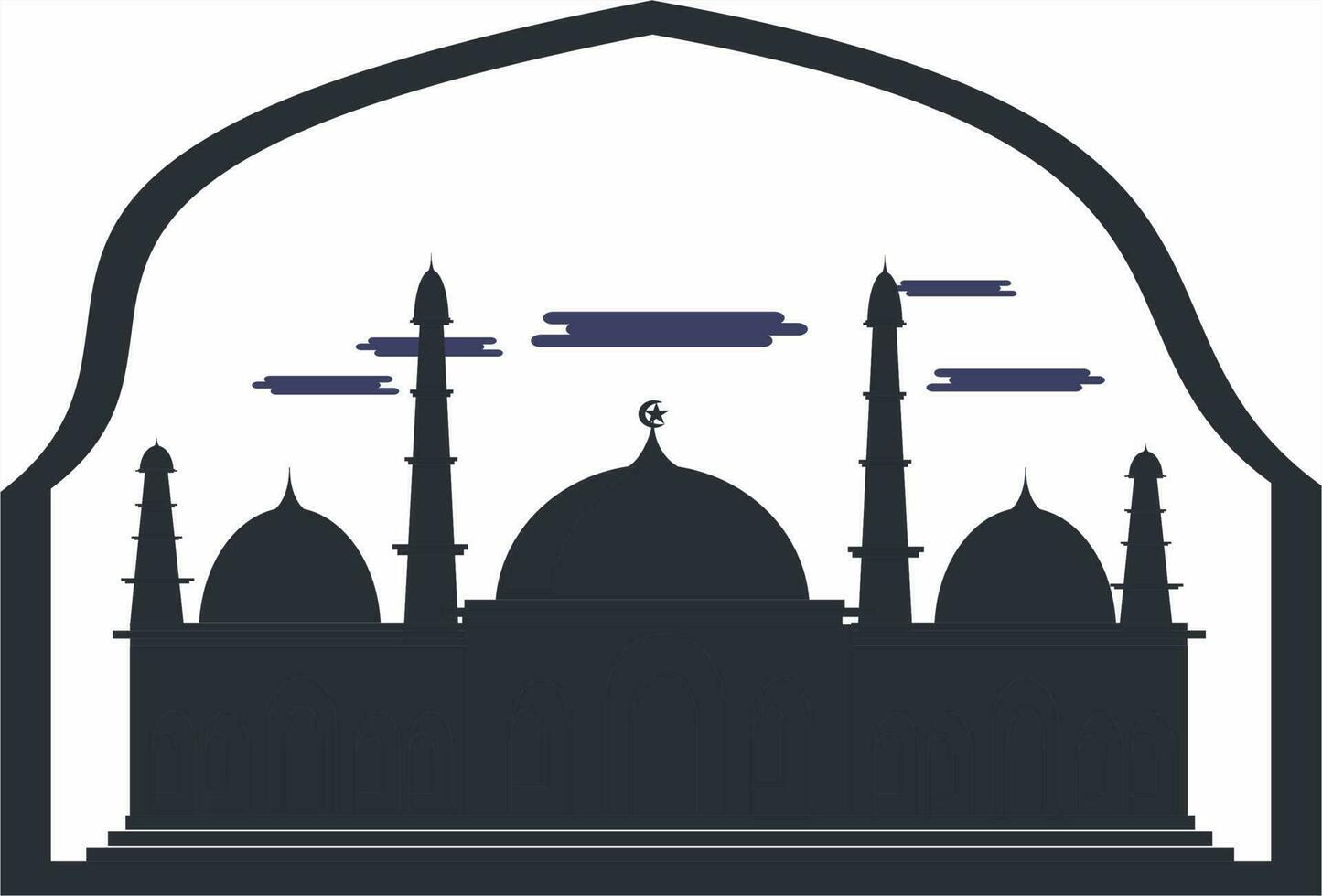islámico saludo diseño antecedentes con dos oro linterna. vector ilustración para utilizar en pancartas, web, carteles y comercio electrónico. silueta de mezquita antecedentes