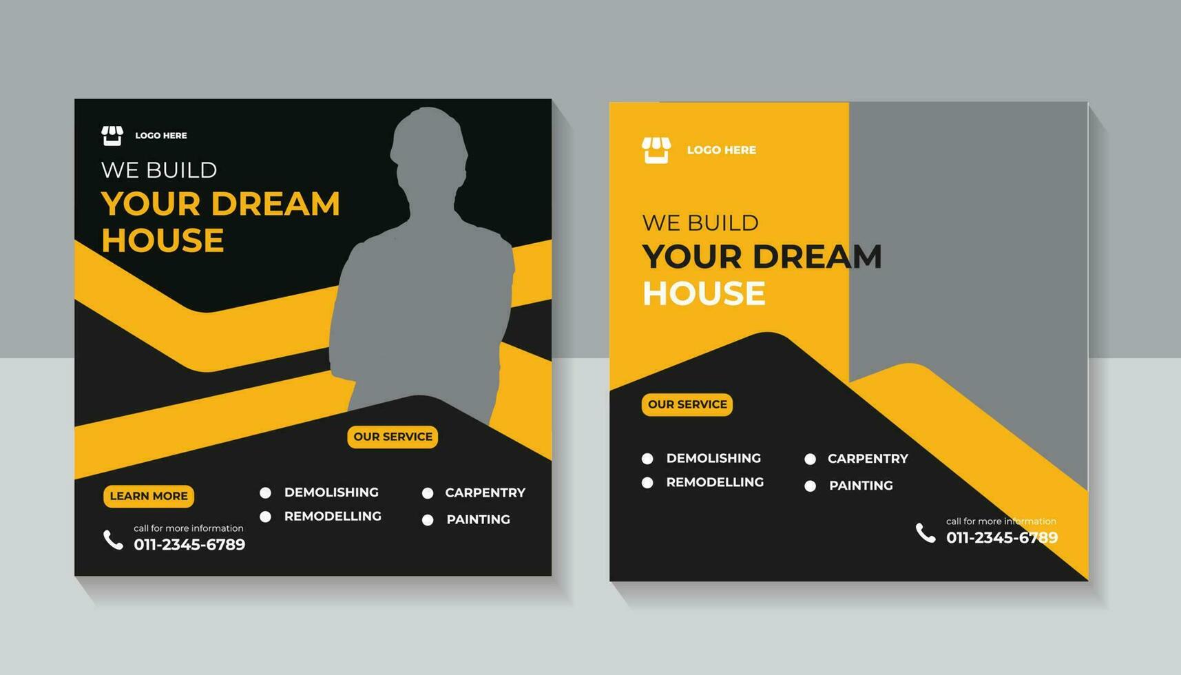Modern Construction Engineering social media post,home repair social media post and web banner template design vector