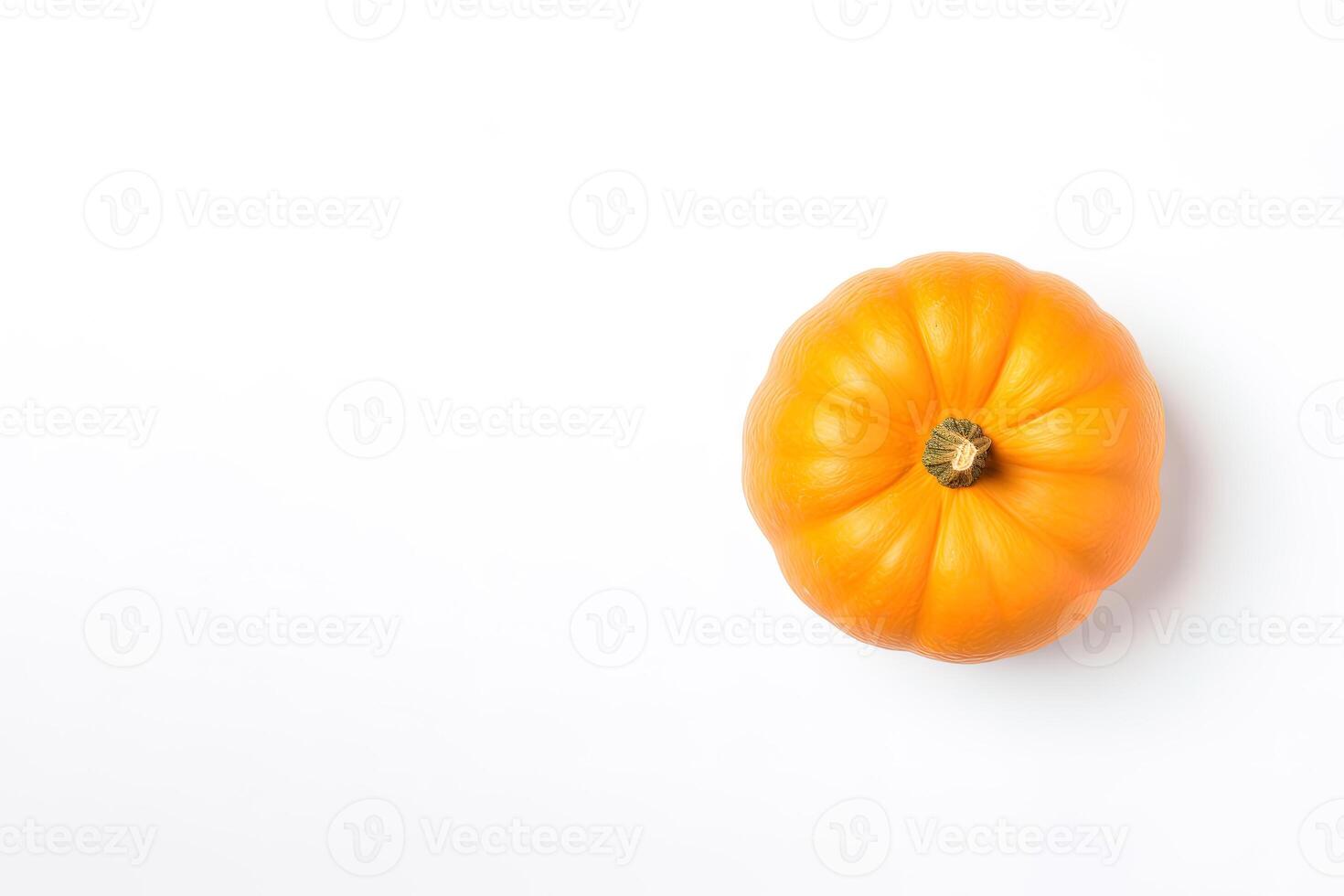 Top view of fresh orange pumpkin isolated on white background. photo