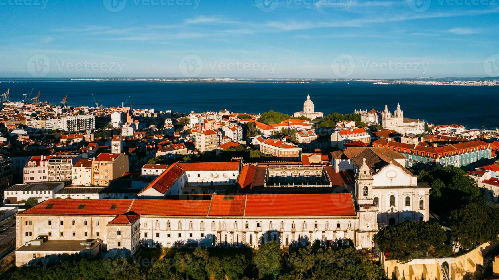 View of Miradouro da Graca in Lisbon, Portugal with National Pantheon and Tagus in background photo