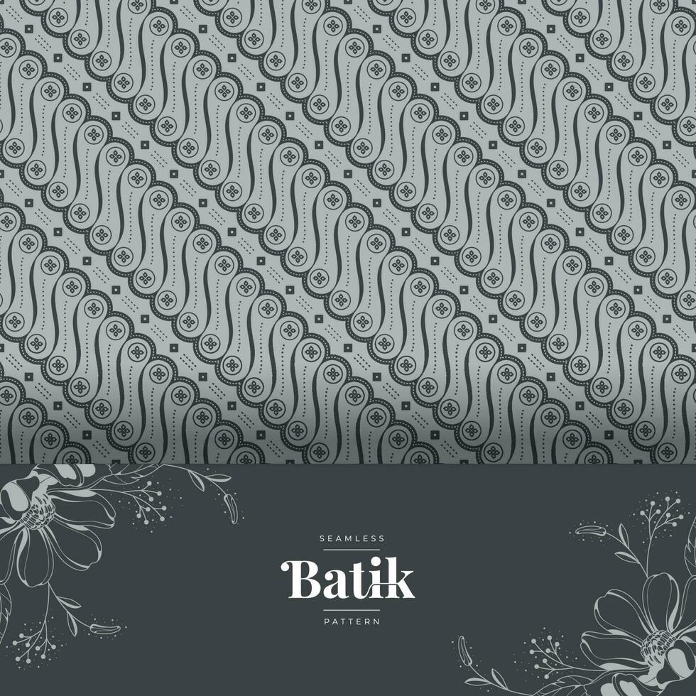 beautiful grayscale batik art seamless pattern vector