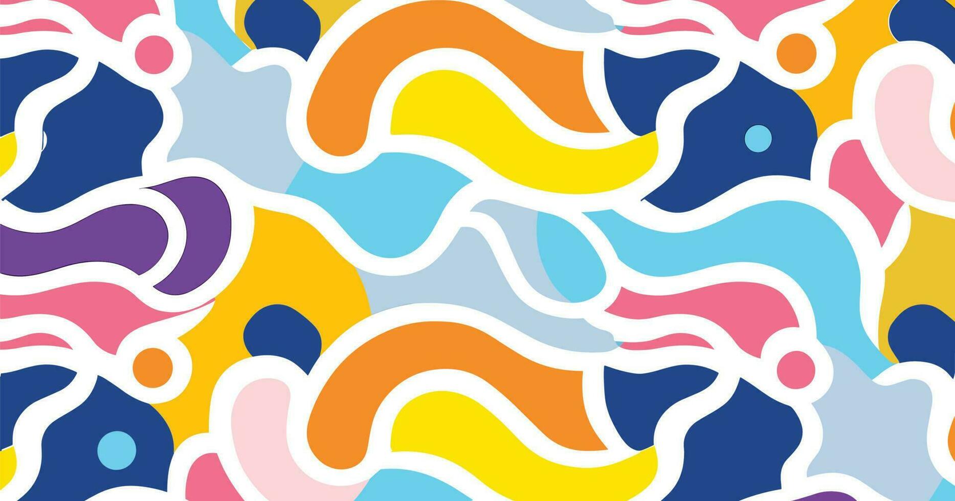 rainbows colored pattern seamless pattern for commercial and fashion design, in the style of free-flowing lines, jean arp, simplified figures, carnivalcore, squiggly line style, memphis design vector