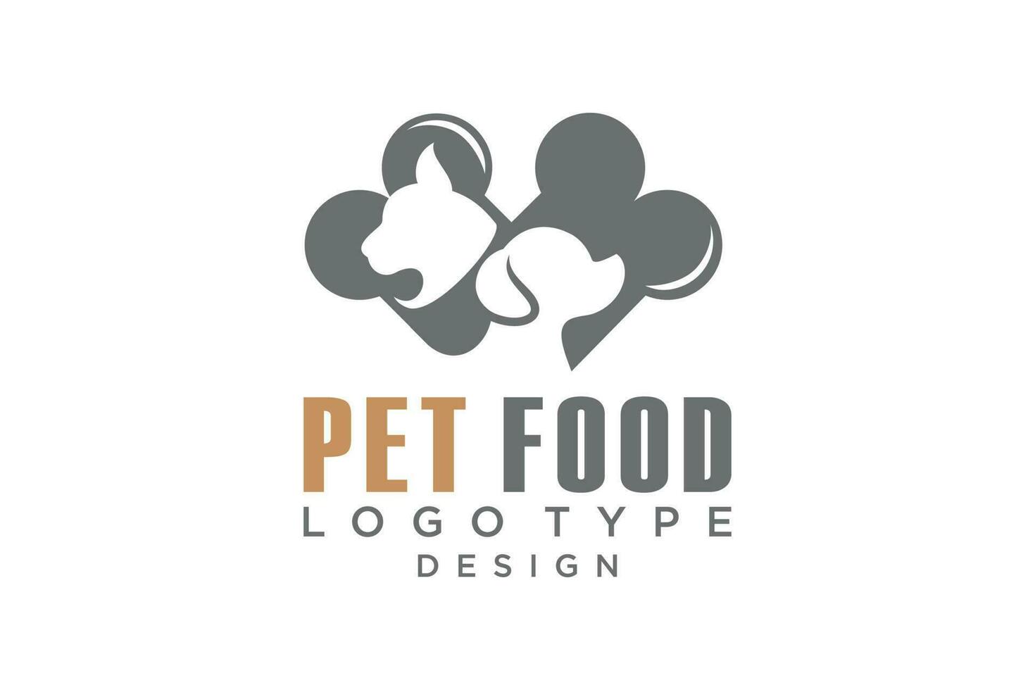 mascota comida logo.perro y gato logotipo mascota tienda logo concepto.mascota cuidado logo concepto. vector