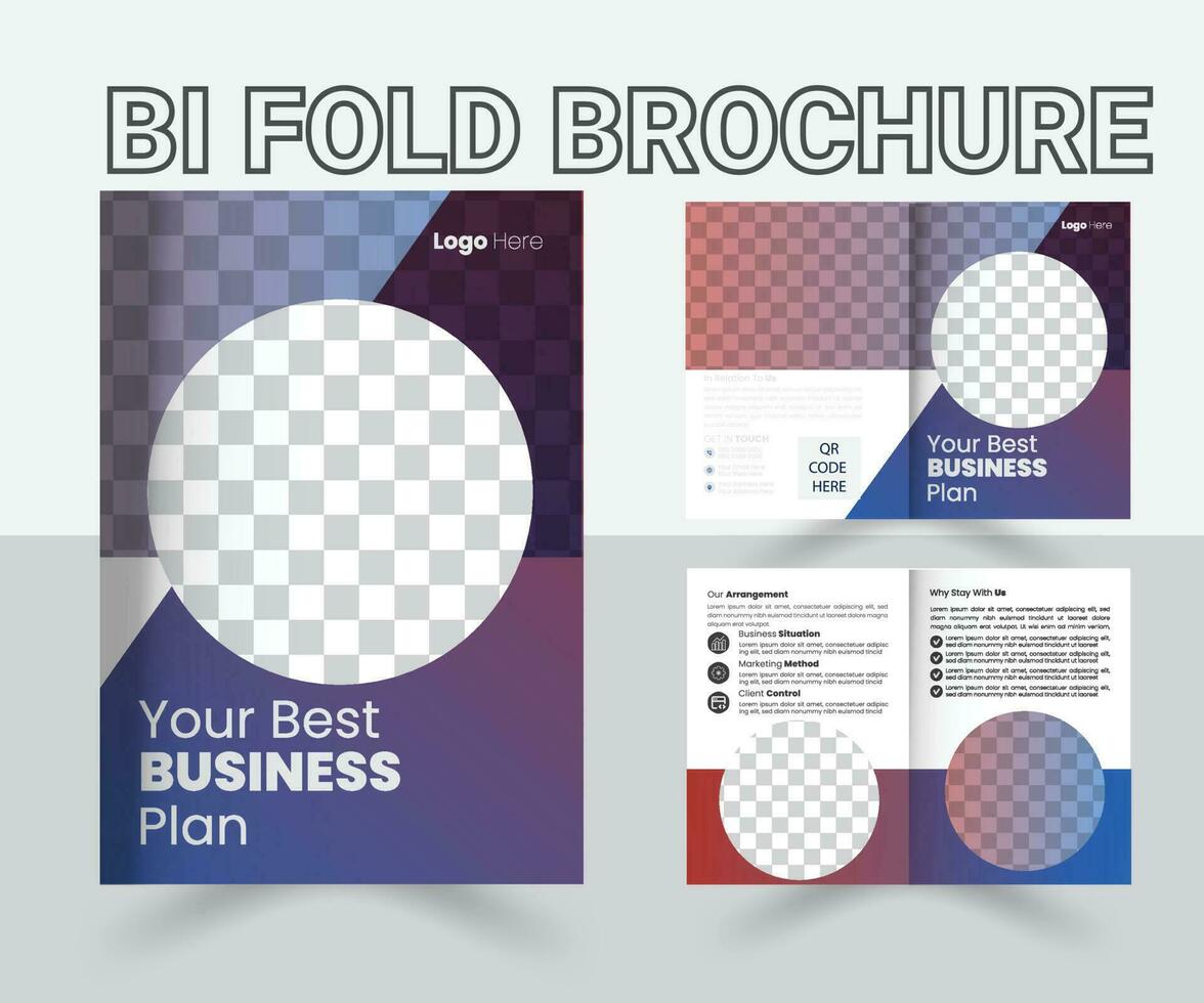 Bi Fold Beochure Design Template, Creative Minimalist business proposal template or Company profile brochure Pro Vector