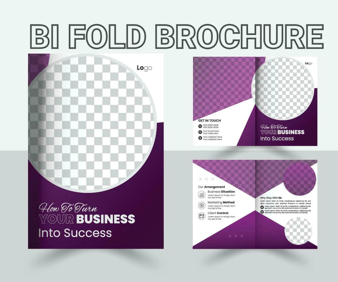 Bi Fold Beochure Design Template, Creative Minimalist business proposal template or Company profile brochure Pro Vector