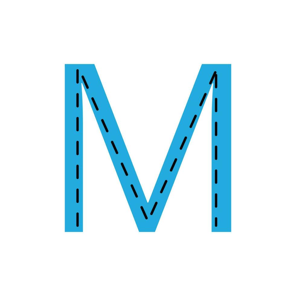 M Letter tracing.English alphabet tracing worksheet vector