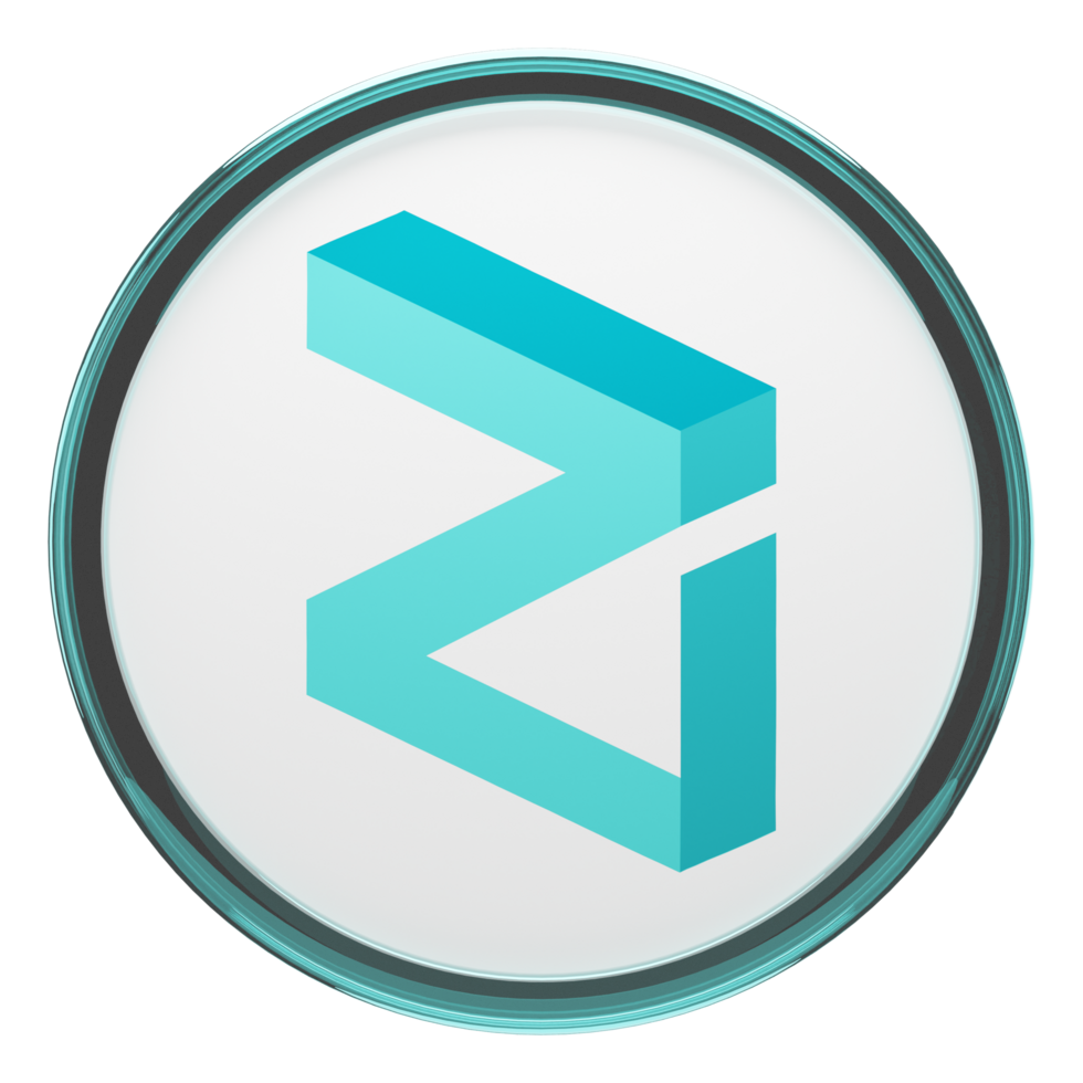 Zilliqa ,ZIL Glass Crypto Coin 3D Illustration png