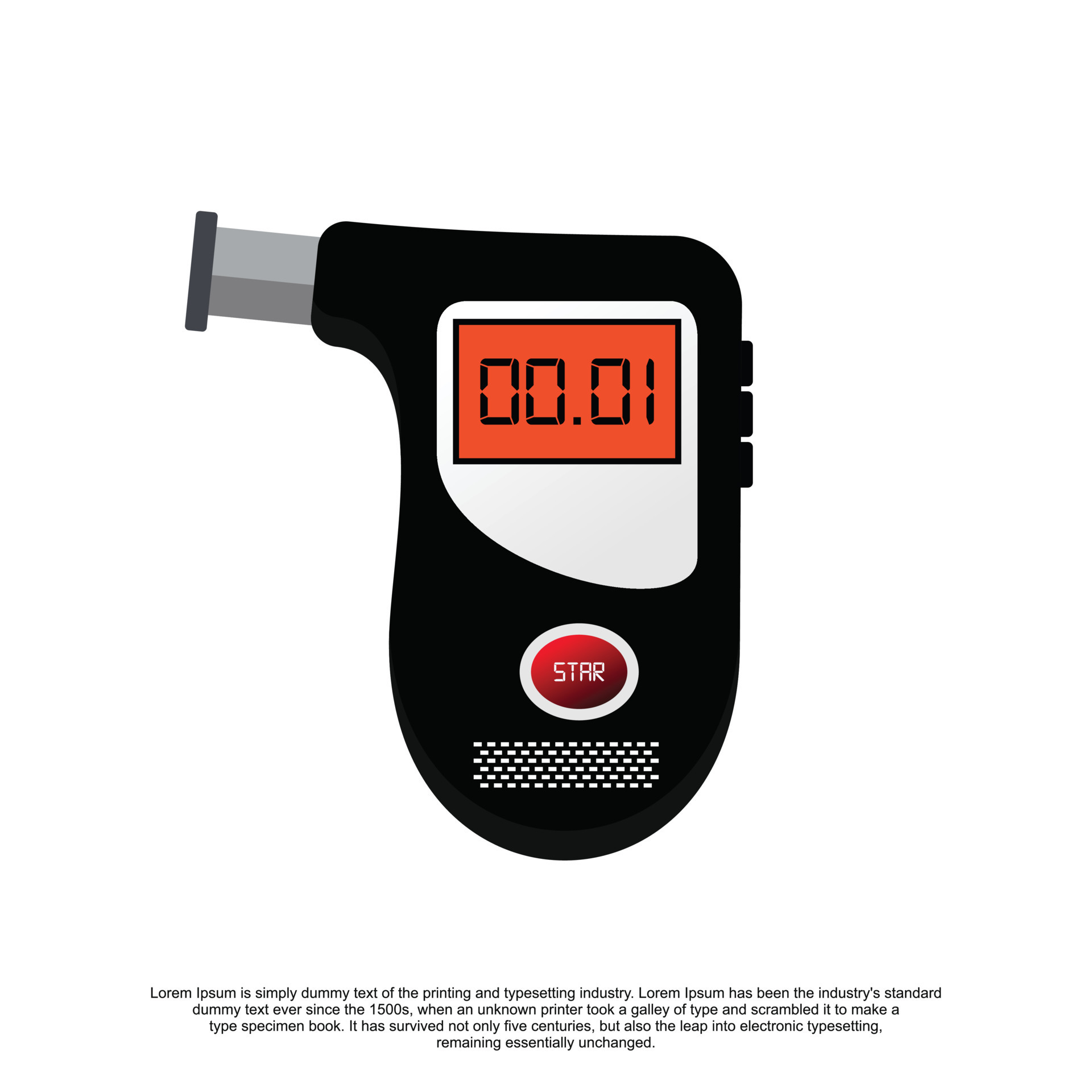 Breath analyzer test machine,Digital alcohol tester . flat vector