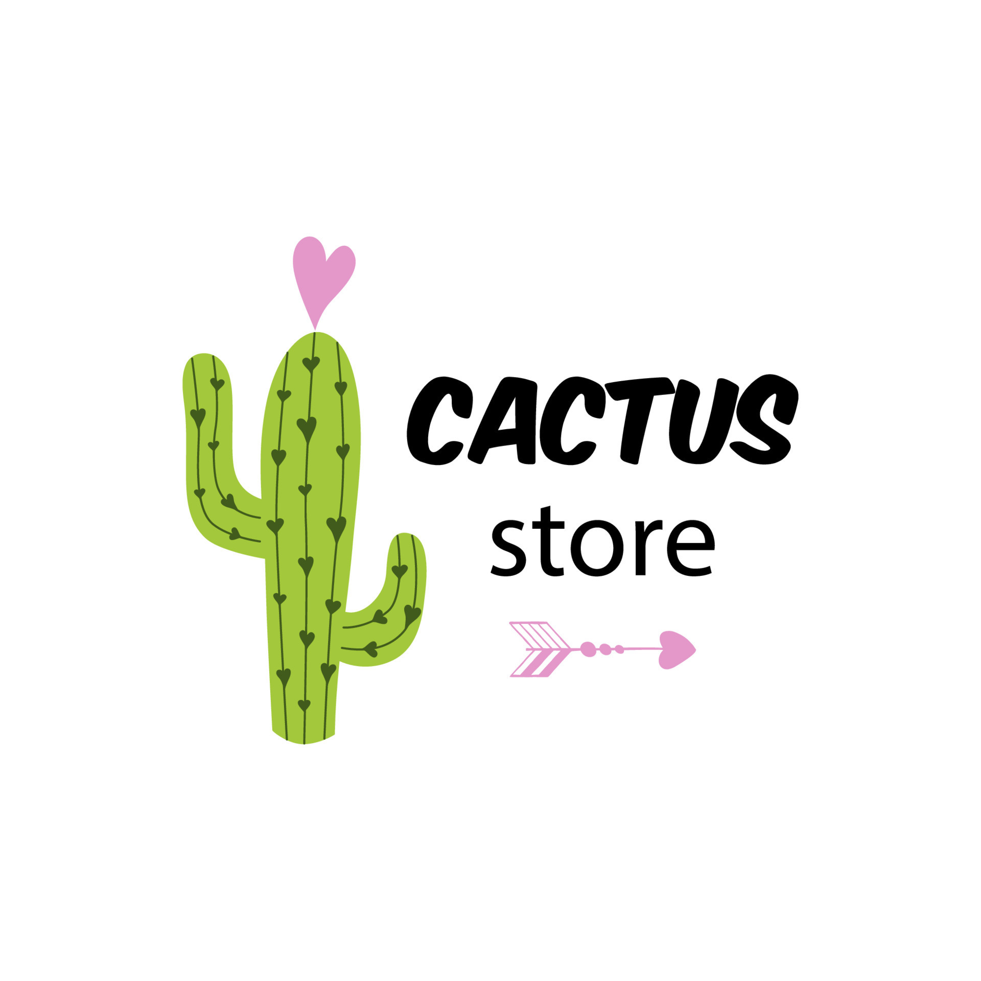 Cactus store text Cute funny logo for cactus flower store or company