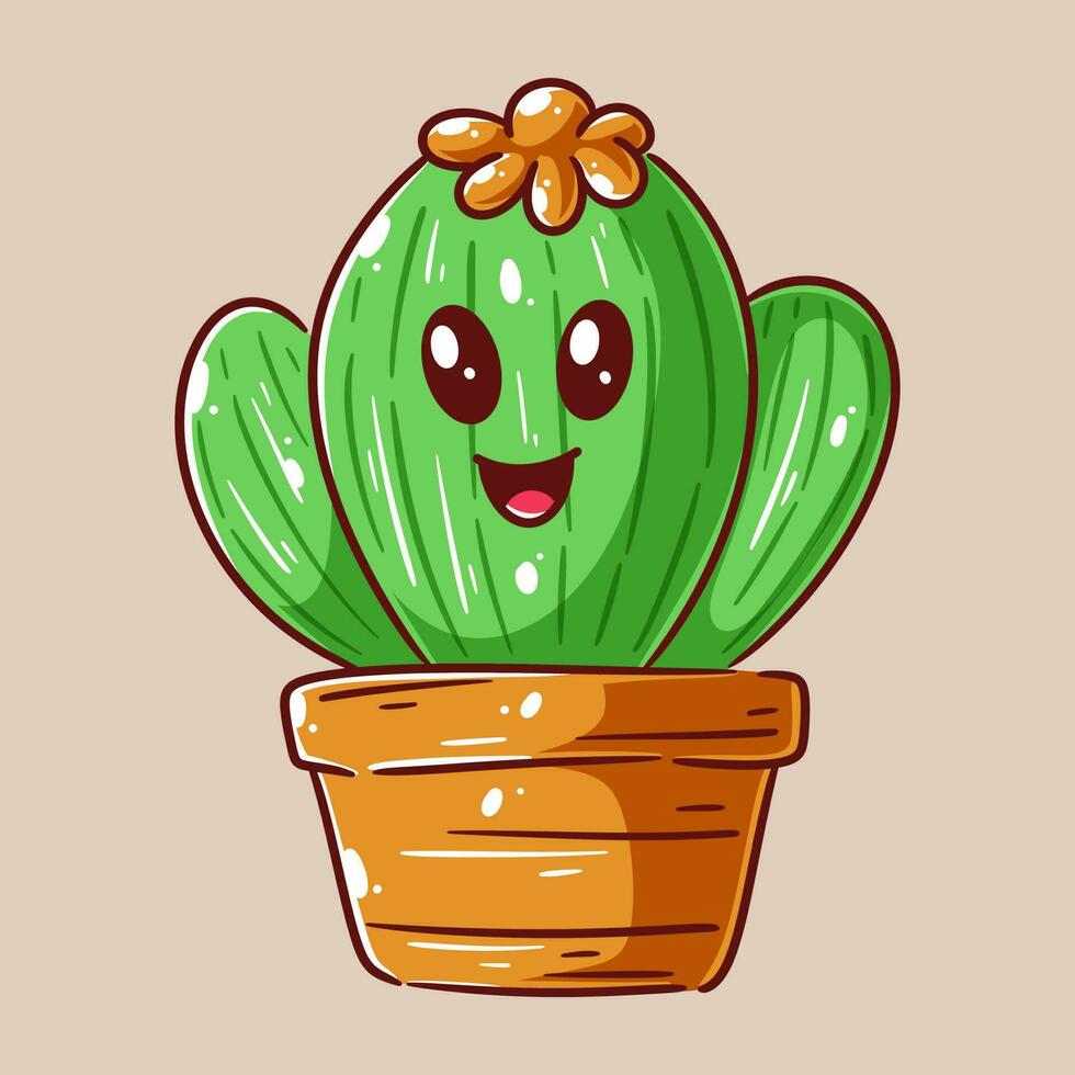 Cute gemoy cactus having facial expressions vector