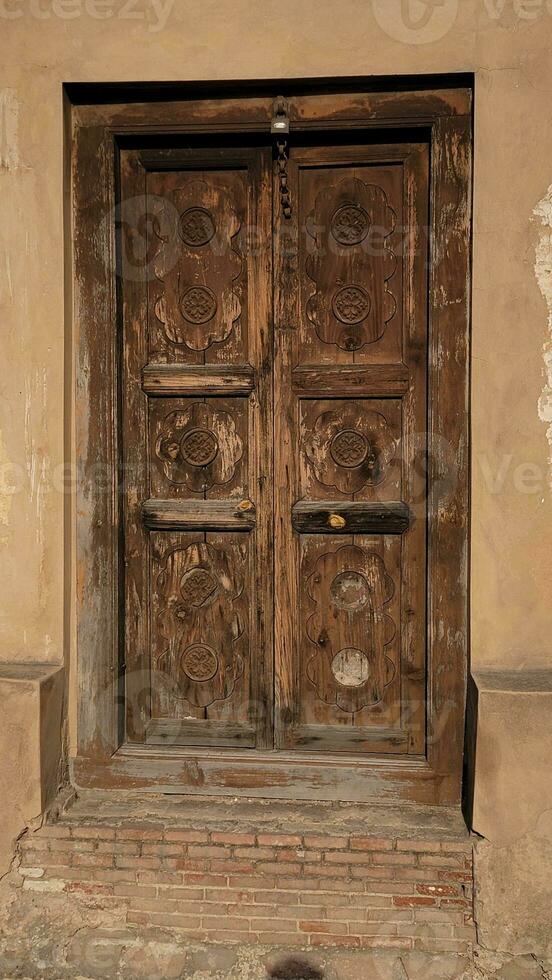 Old wood texture door at lahore fort photo