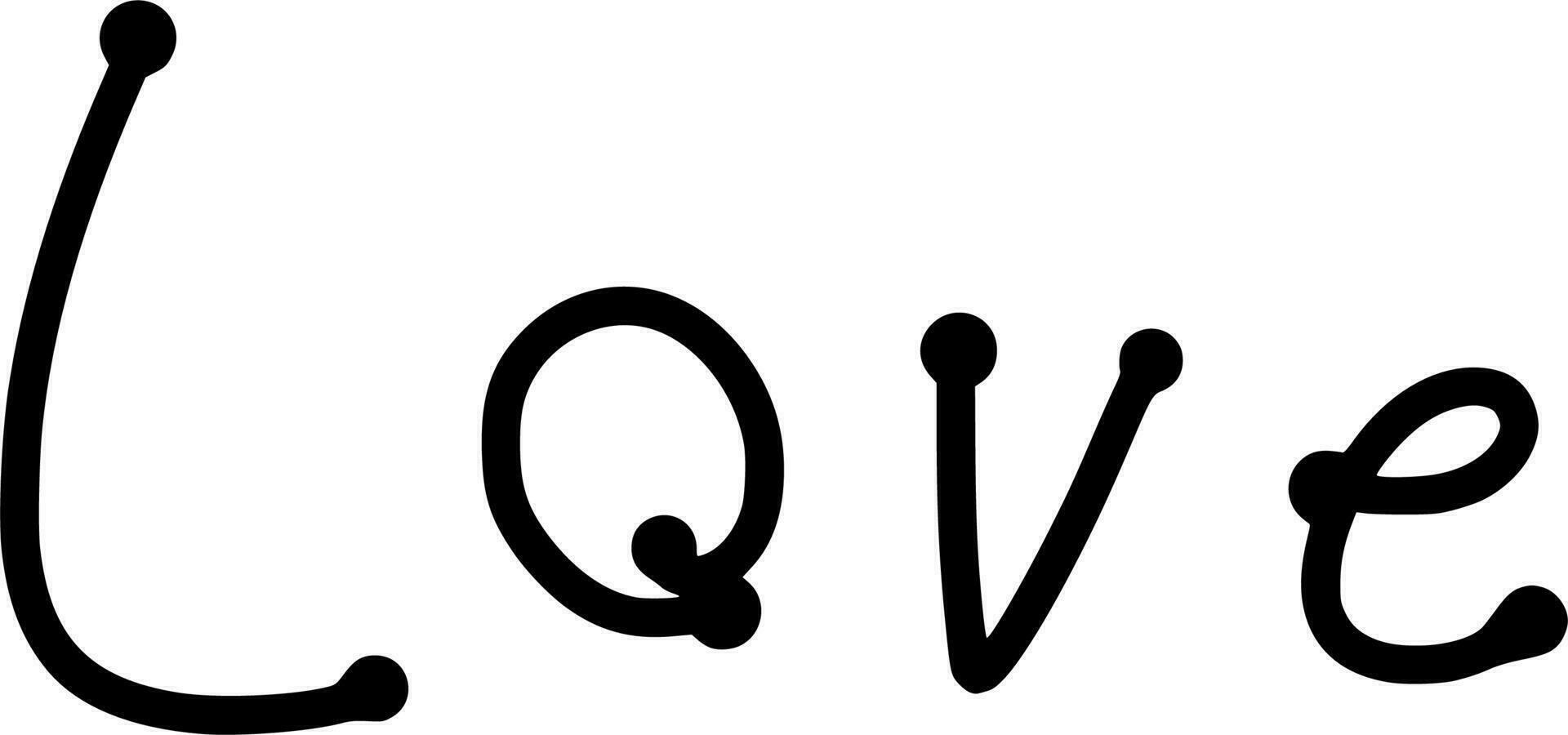 Handdrawn love. Handdrawn rough marker love isolated on white background. Vector illustration for your graphic design