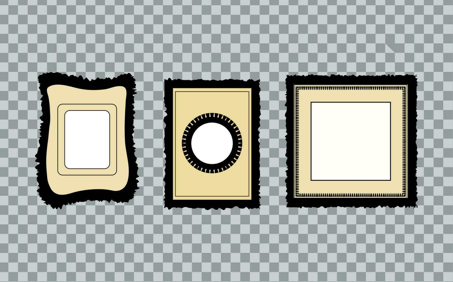 A set of vintage photo frames with decorative elements from past eras.Vintage concept design for scrapbooks and home interiors. vector