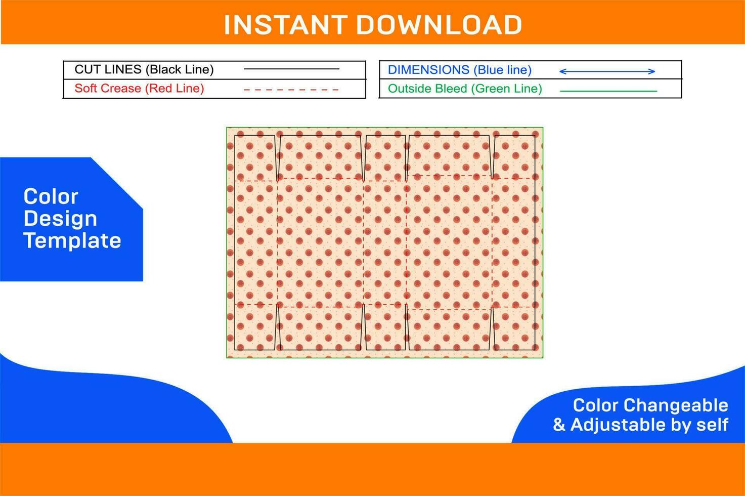 6 cornar corrugate packaging box dieline template and 3D box design easily editable and resizeable Color Design Template vector