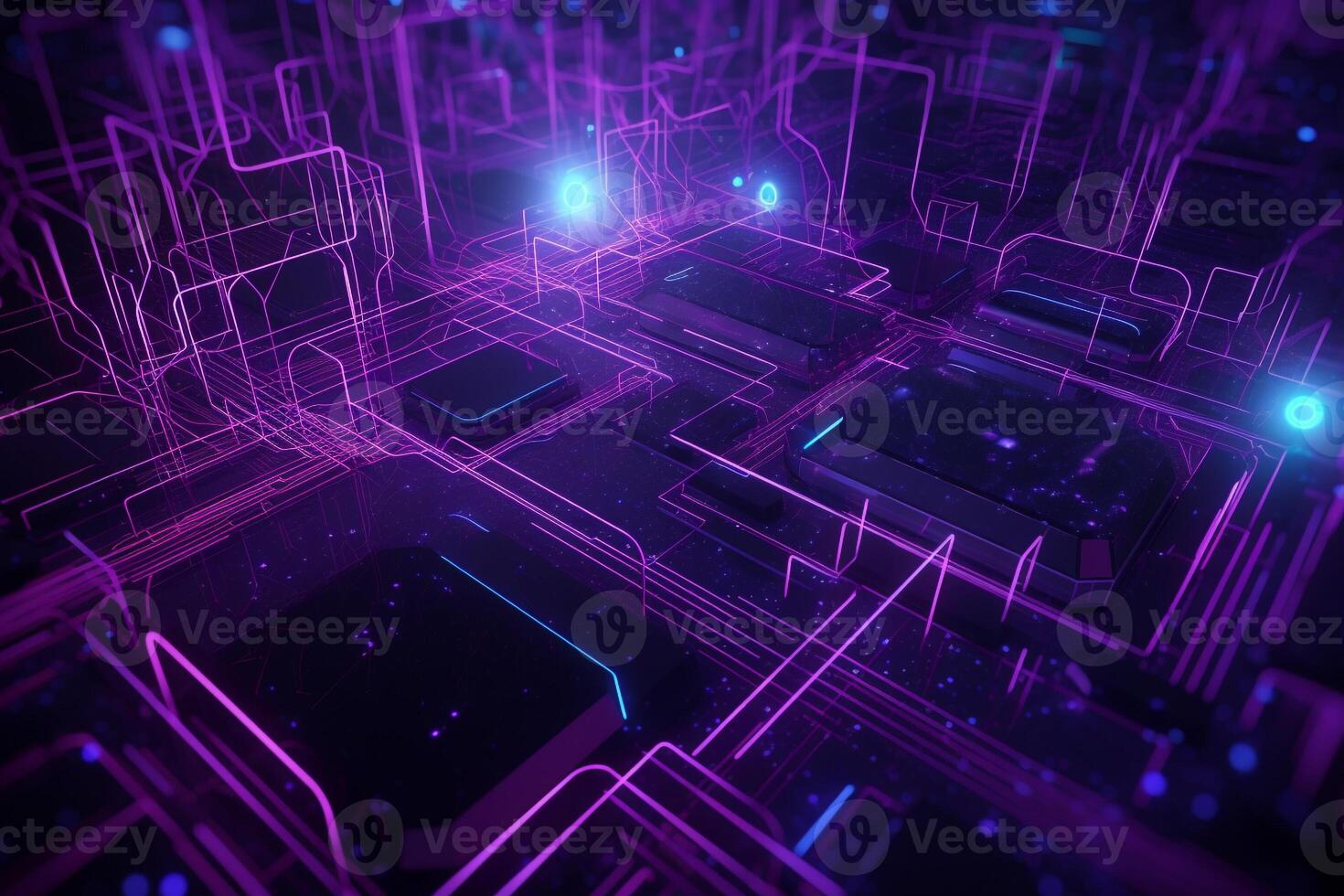 VR reality circuit electronic computer simulation. Internet networking signal background. Abstract futuristic digital blueprint illustration by photo