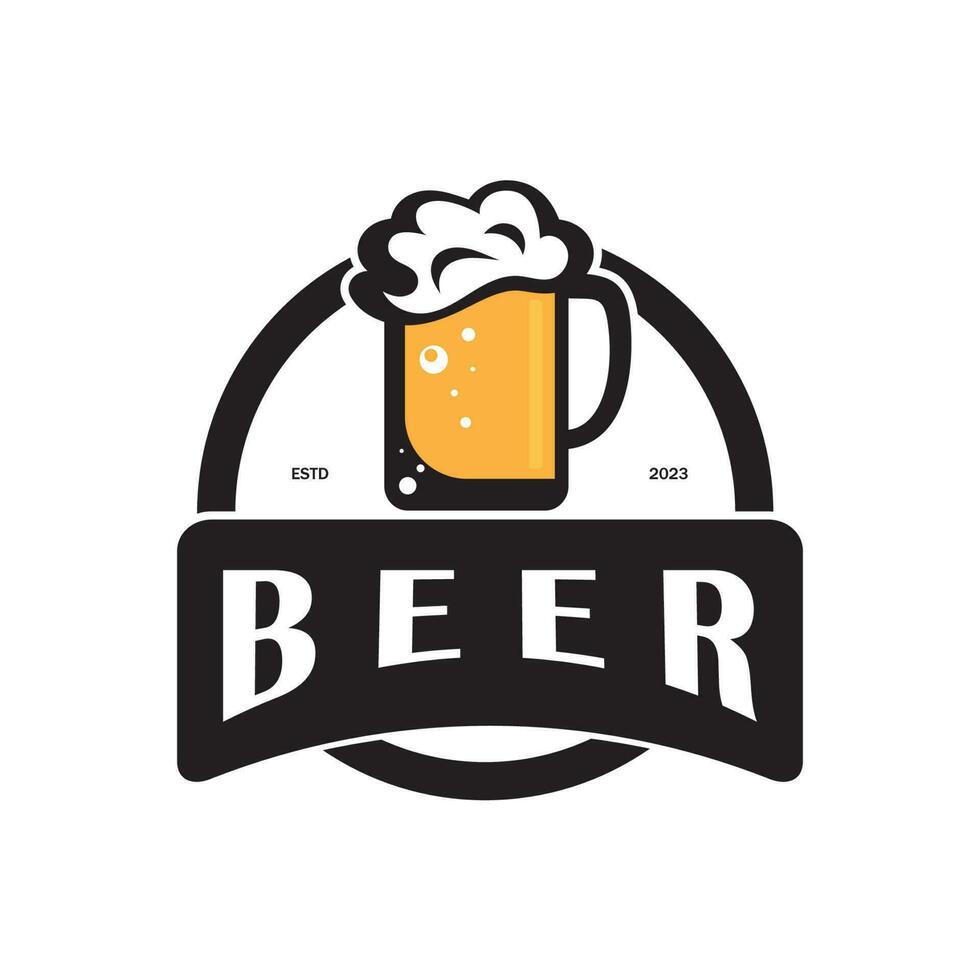 Beer logo template with vintage craft wheat.For badge, emblem,malt,beer company,bar,alcoholic drink vector