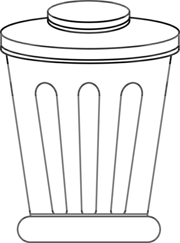 Illustration of dustbin icon in stroke for grabage. vector