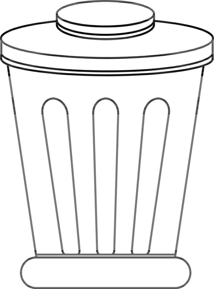 Illustration of dustbin icon in stroke for grabage. vector