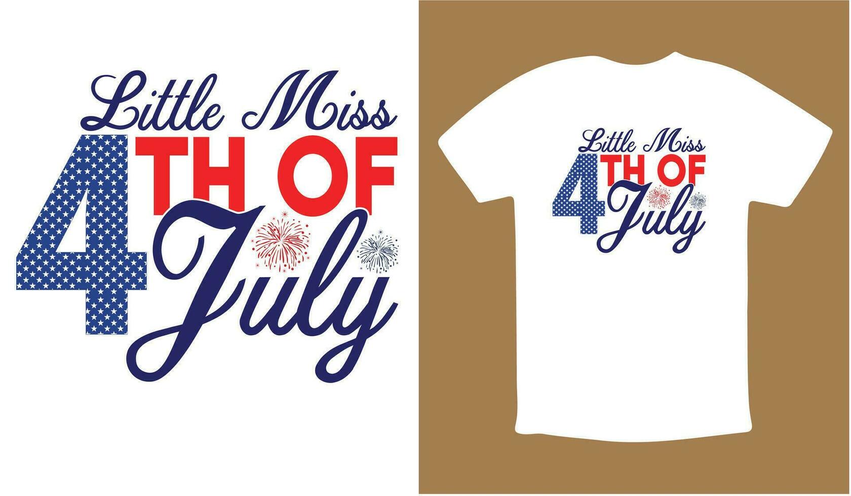 Little Miss 4th Of July T-shirt vector