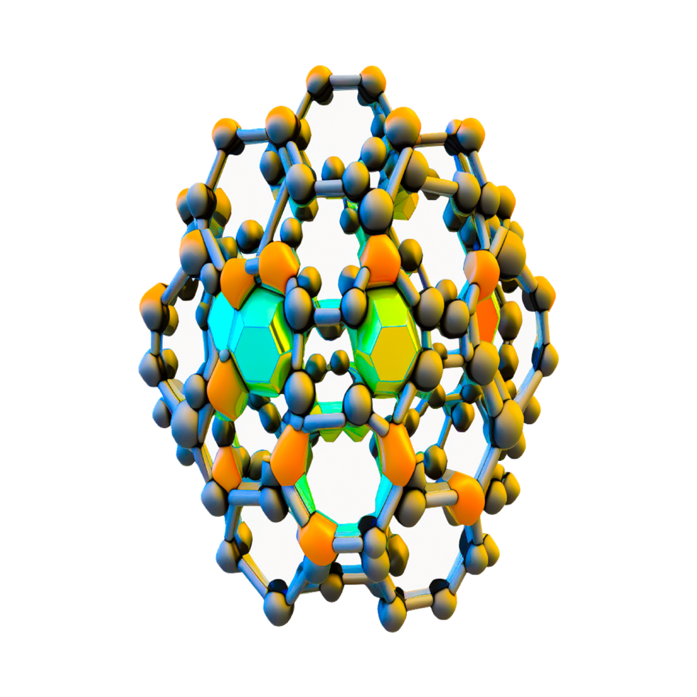 buckminsterfullerène carbone nanotube molécule, autres, sphère, forme, carbone png génératif ai