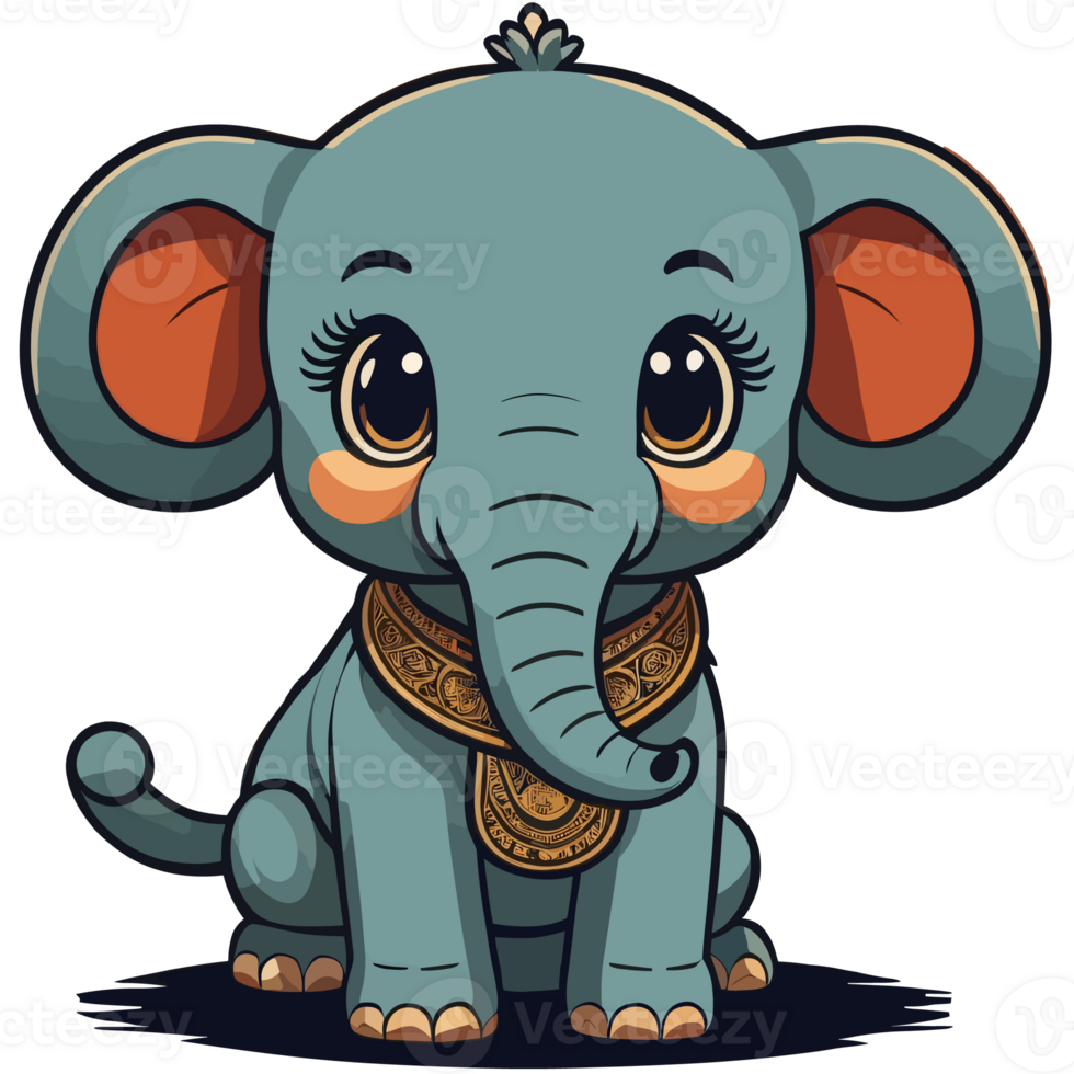 joyeux géant - une mignonne bébé l'éléphant aventure 'ai' png