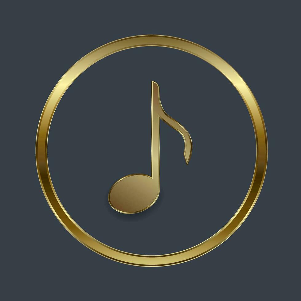 Premium and golden music icon on thecenter of circle, symbol, element concept of entertaiment design vector