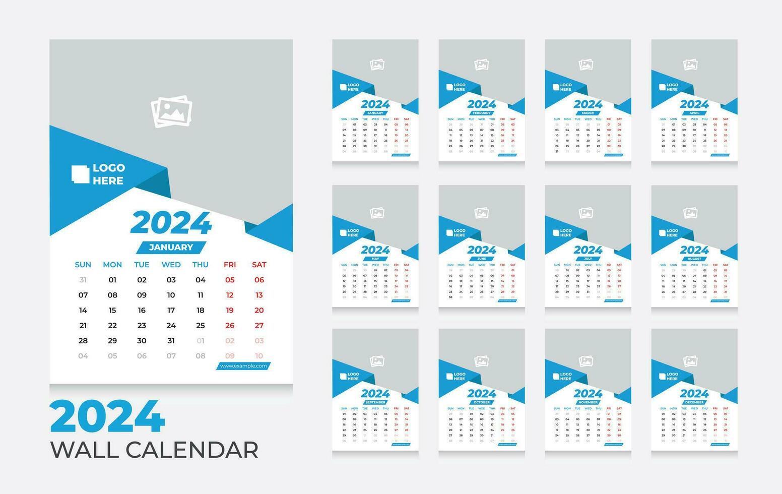 Vector 2024 calendar design template