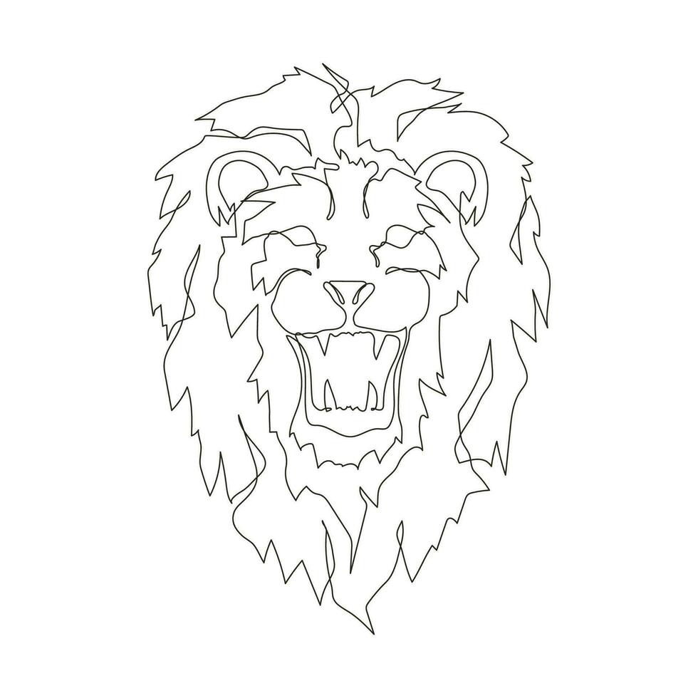 Lion head line art. Lion head single continuous line drawing .Lion head abstract concept icon. Modern one line drawing lion face. Lion logo symbol. Vector illustration