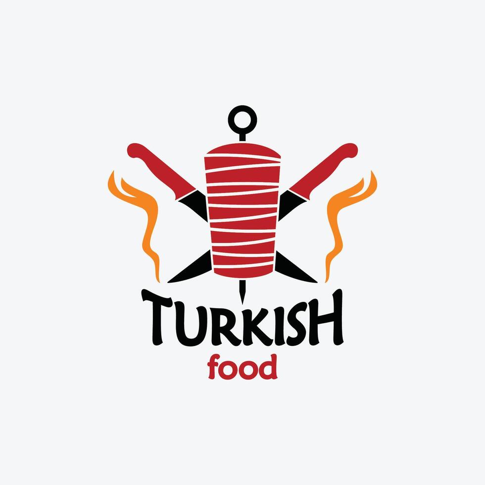 turco alimento, parilla, filete casa logo y vectores