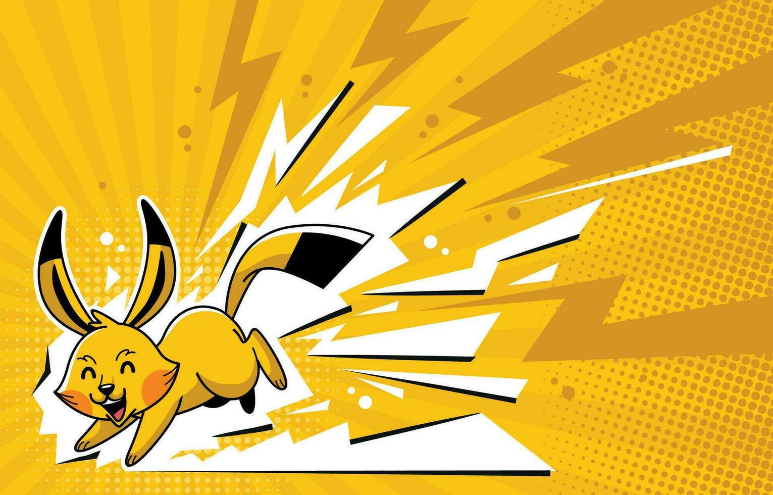 Cute Yellow Mouse With Electric Power Background vector