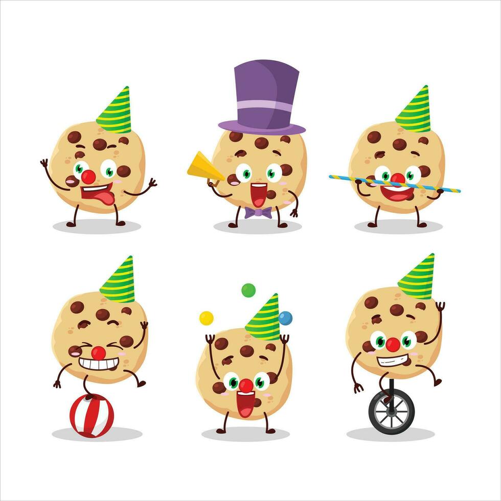 Cartoon character of chocolate chips with various circus shows vector