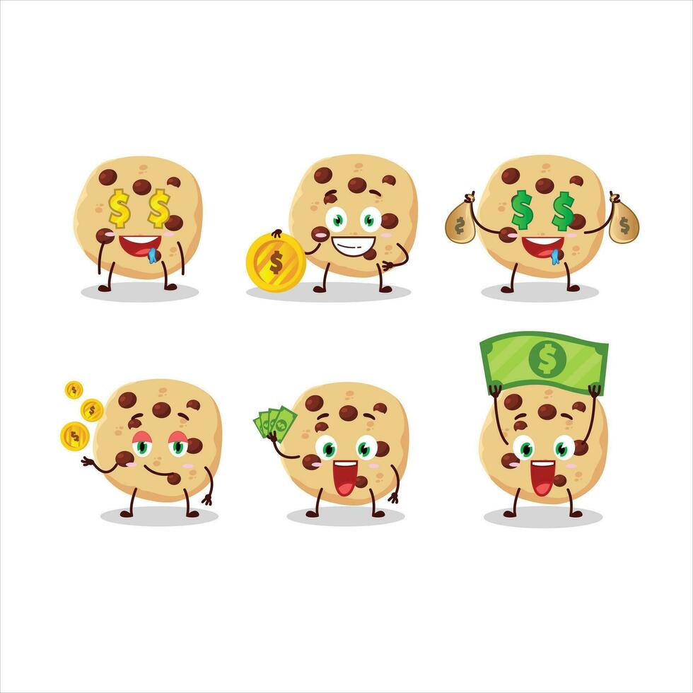 Chocolate chips cartoon character with cute emoticon bring money vector