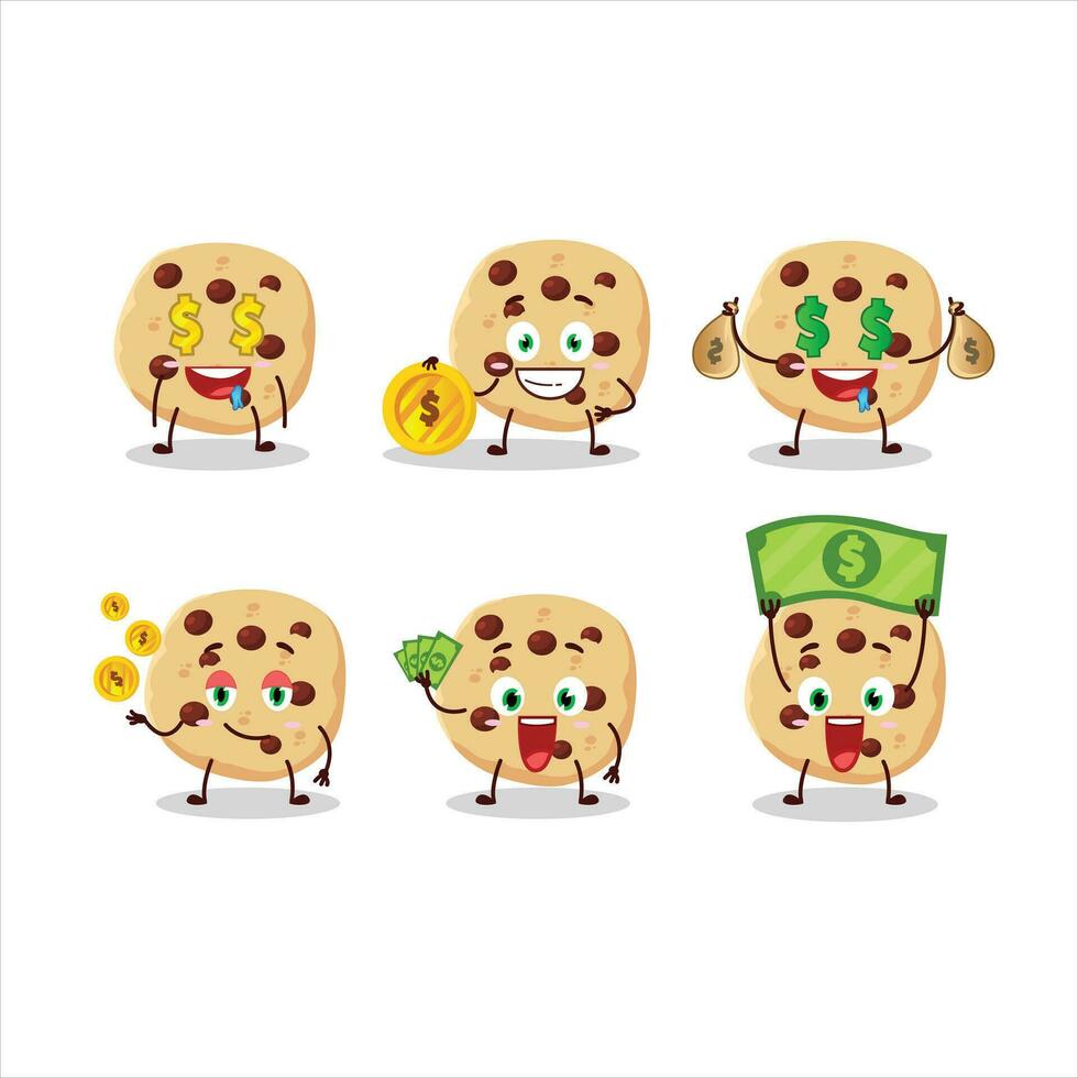 chocolate papas fritas dibujos animados personaje con linda emoticon traer dinero vector