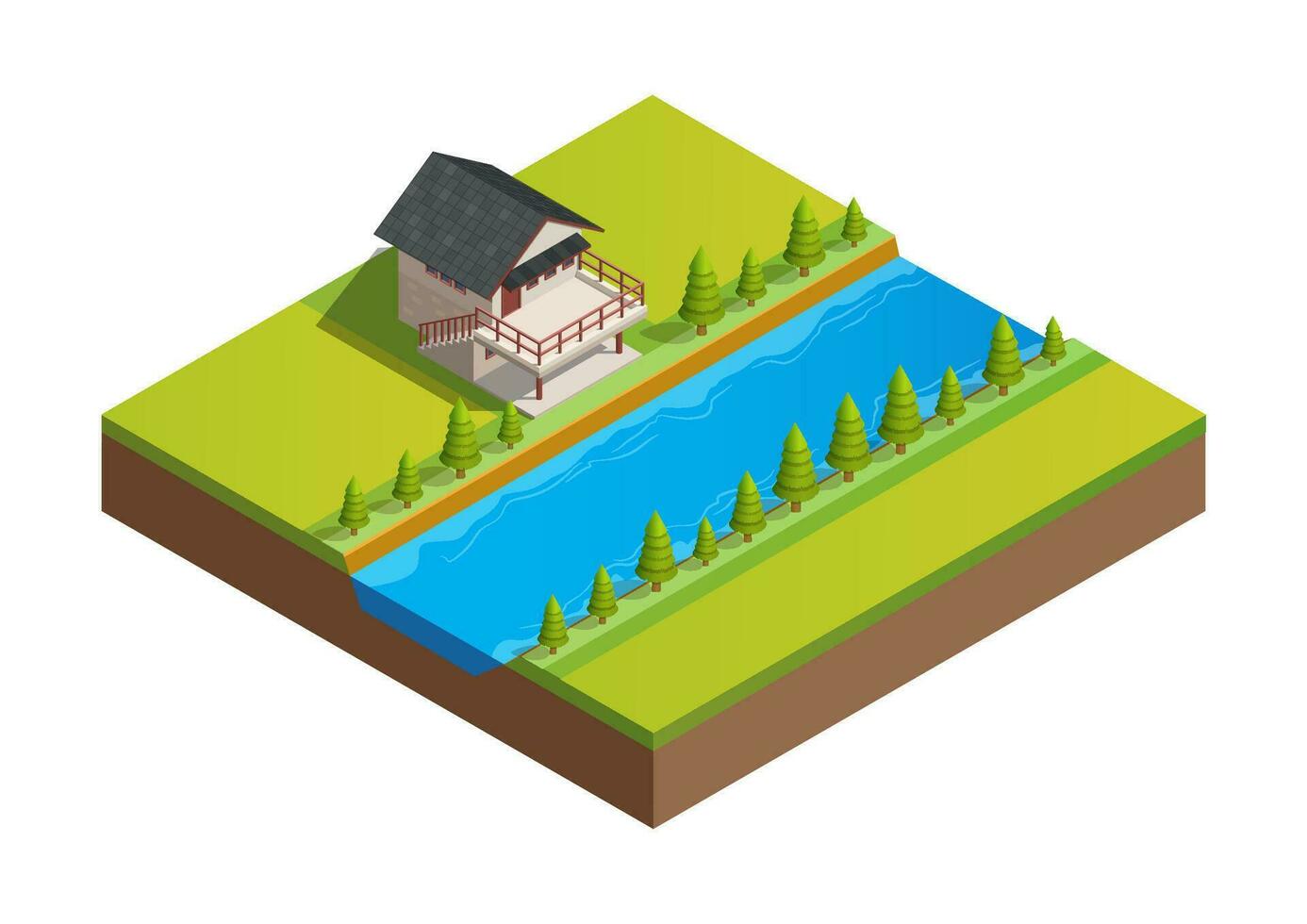 Isometric of house in farm area vector