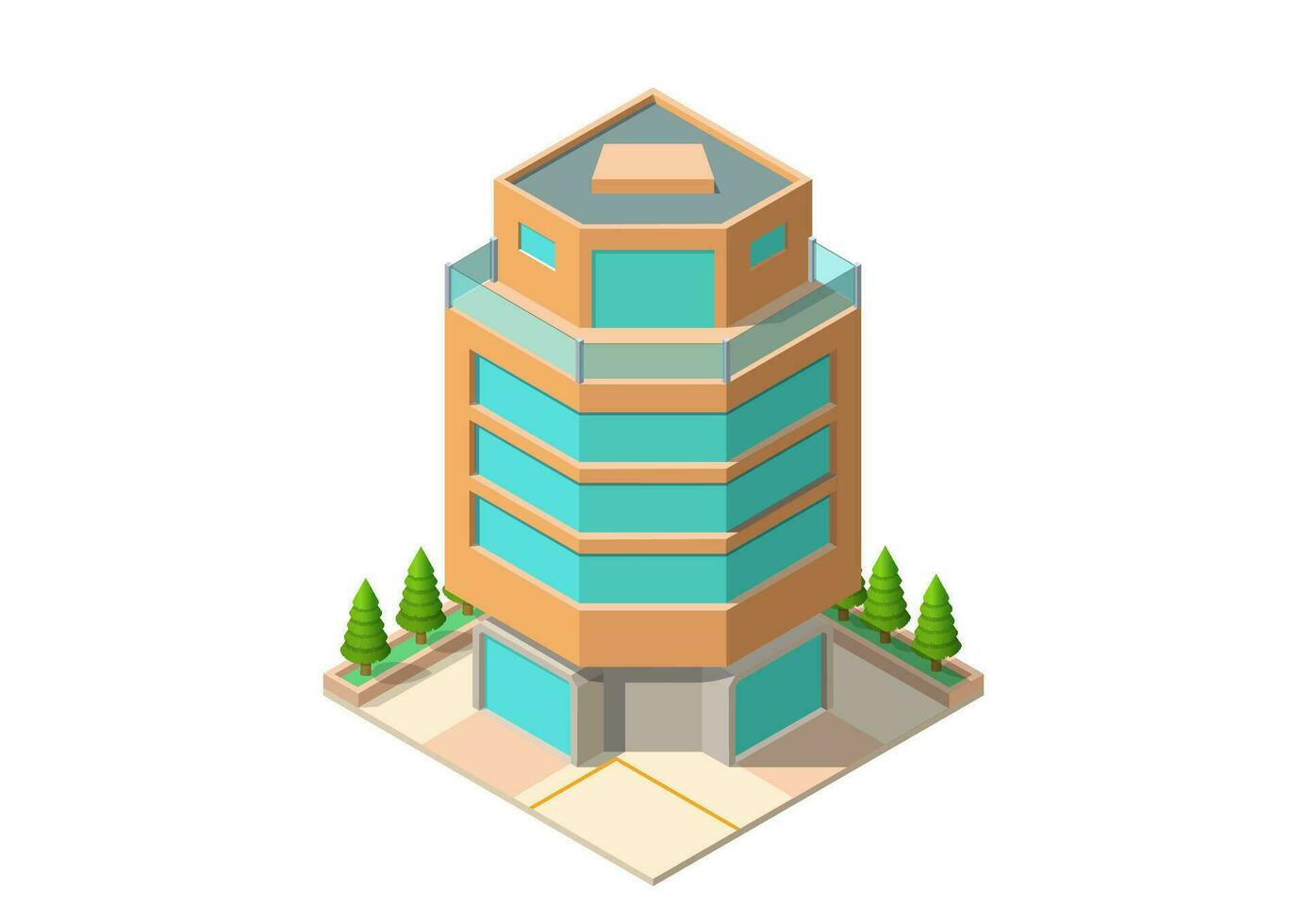 isometric modern futuristic building vector