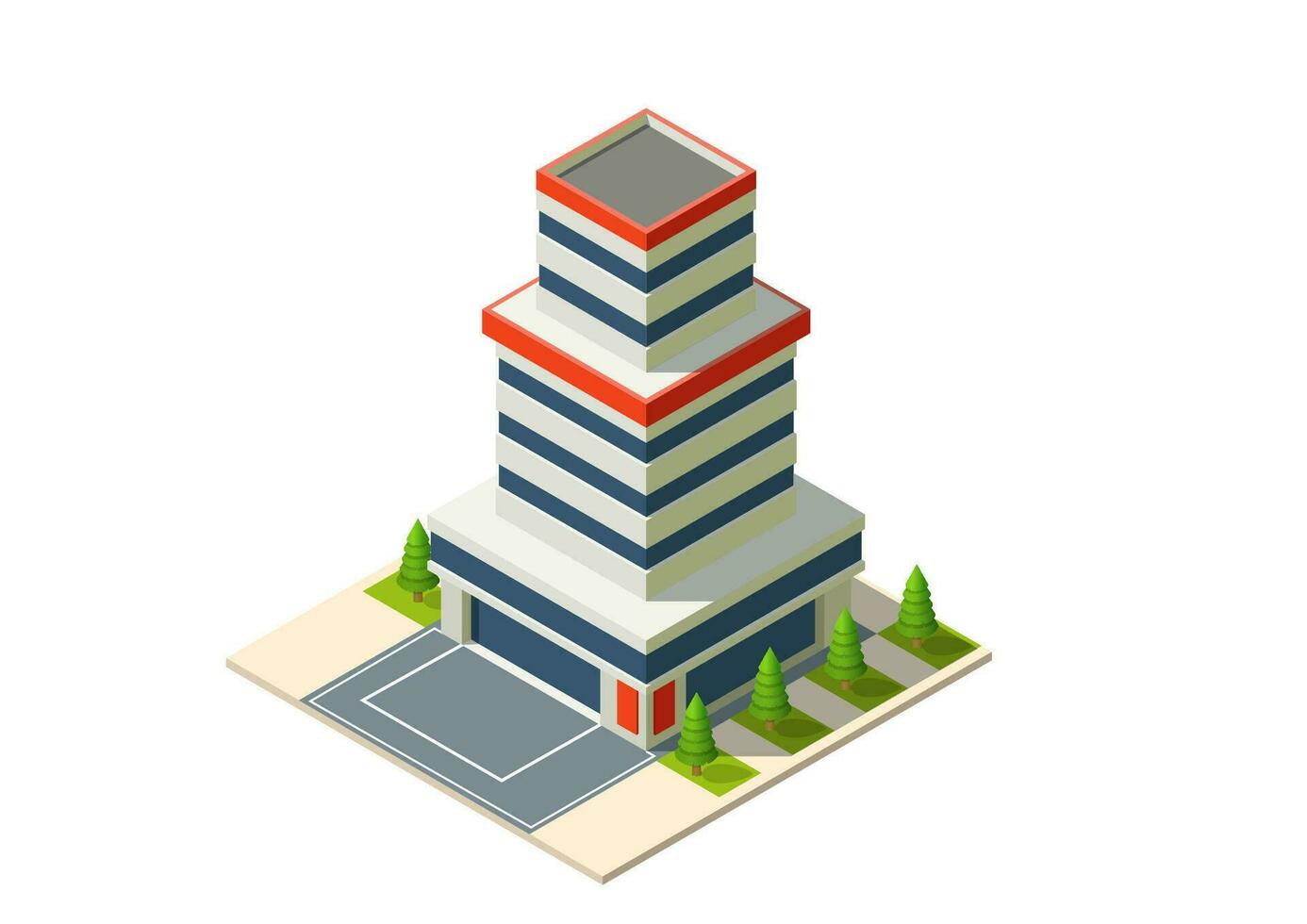 isometric modern futuristic building vector