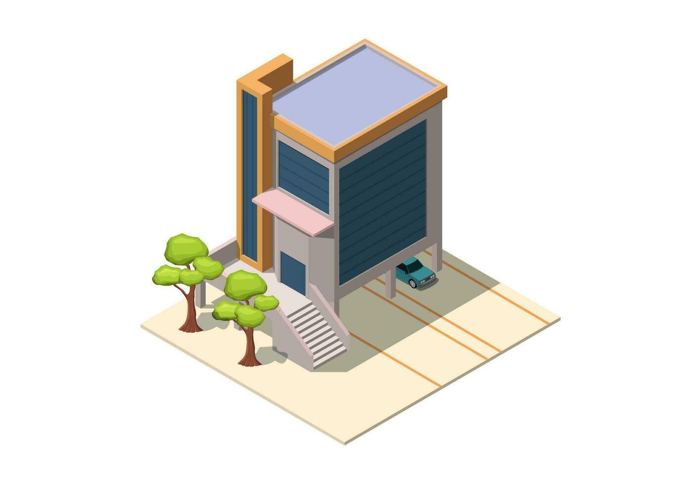 isometric modern futuristic building vector