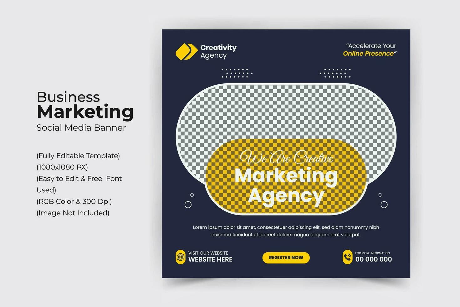 Digital marketing live webinar and business social media post template vector