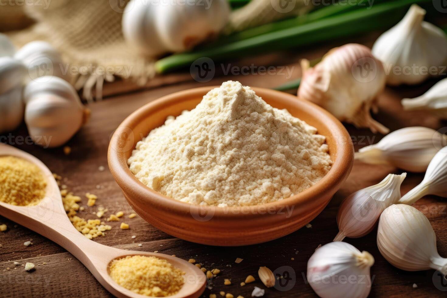 stock photo of garlic powder on the kitchen flat lay photography