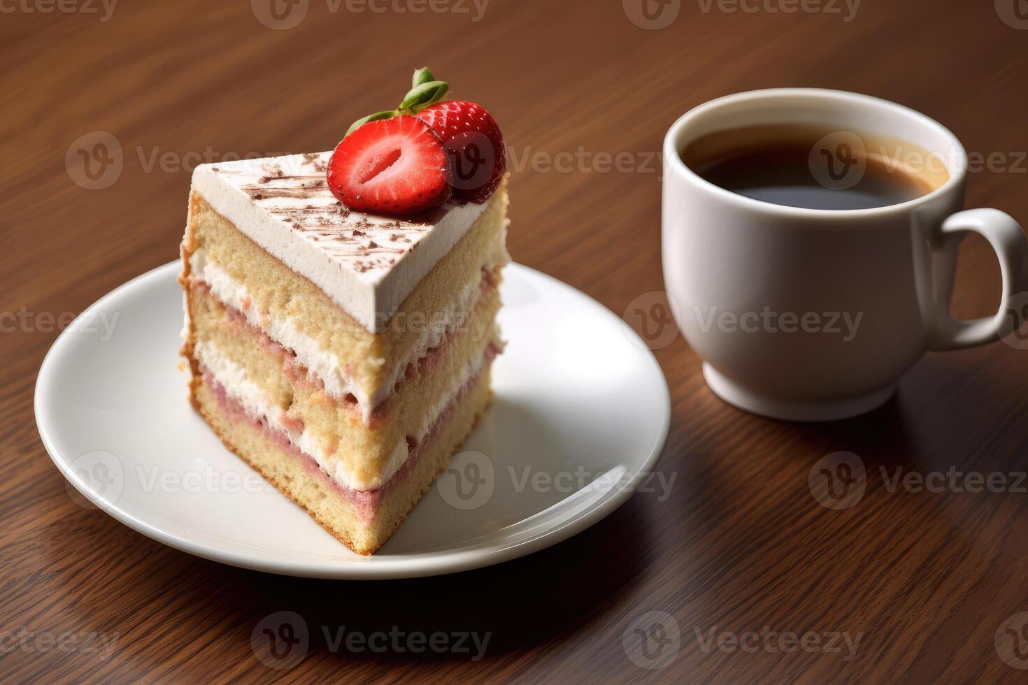 taza café con un rebanada fresa profesional publicidad comida fotografía ai generado foto