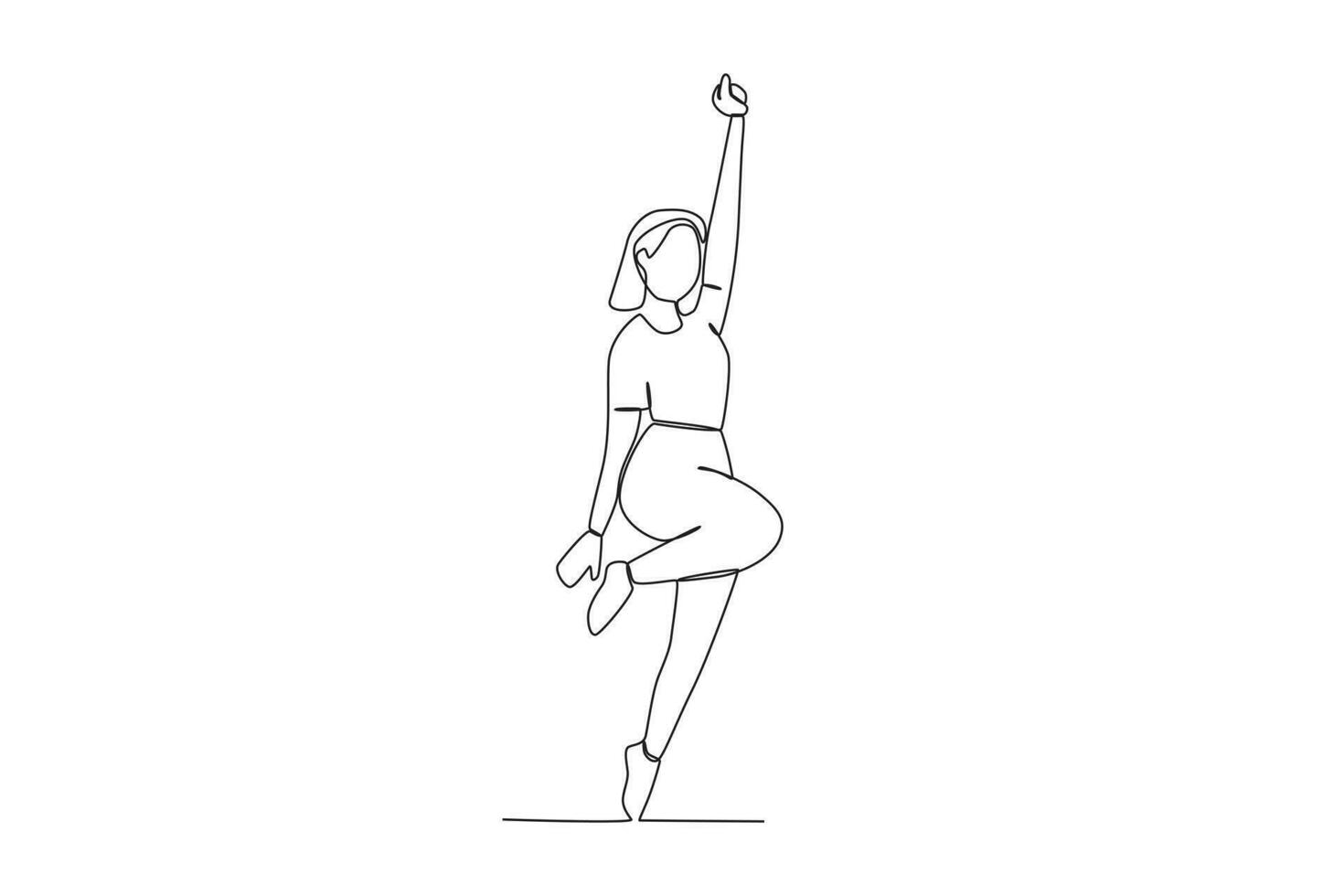 A woman raised one leg and one hand vector